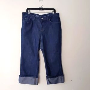 16R Merona dark crop wide cuffed denim jeans